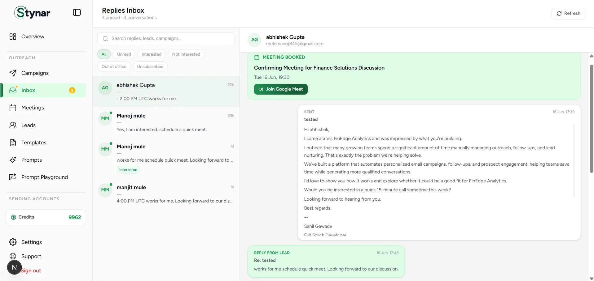 Inbox overview